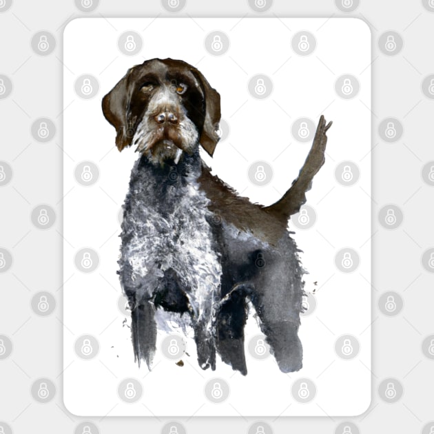 German Wirehaired Pointer Watercolor Painting Magnet by Edd Paint Something